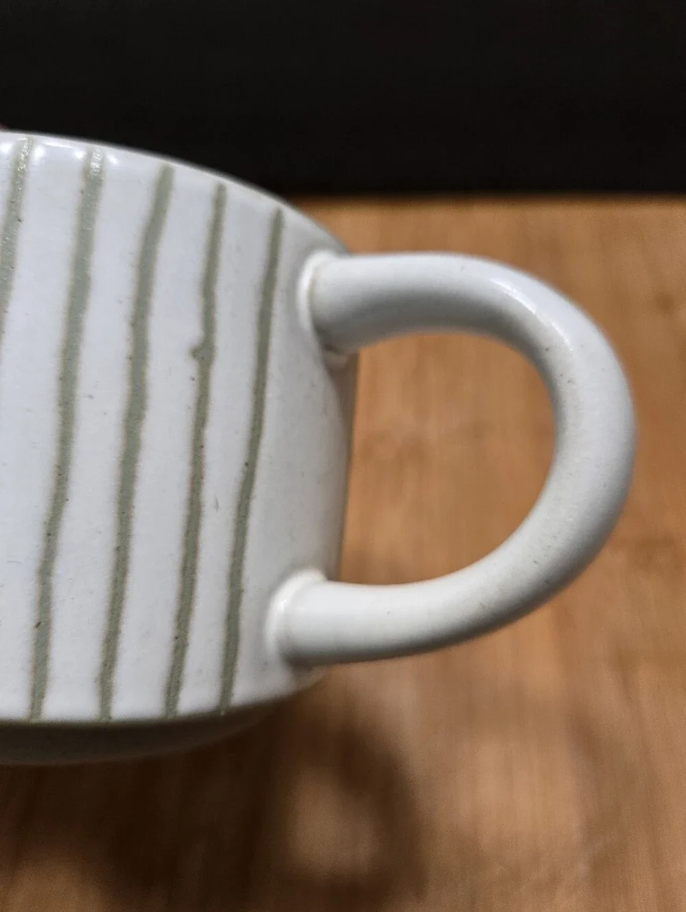 Hearth and Hand Magnolia Coffee Mug Textured Cream Green Stripe Stoneware Cup